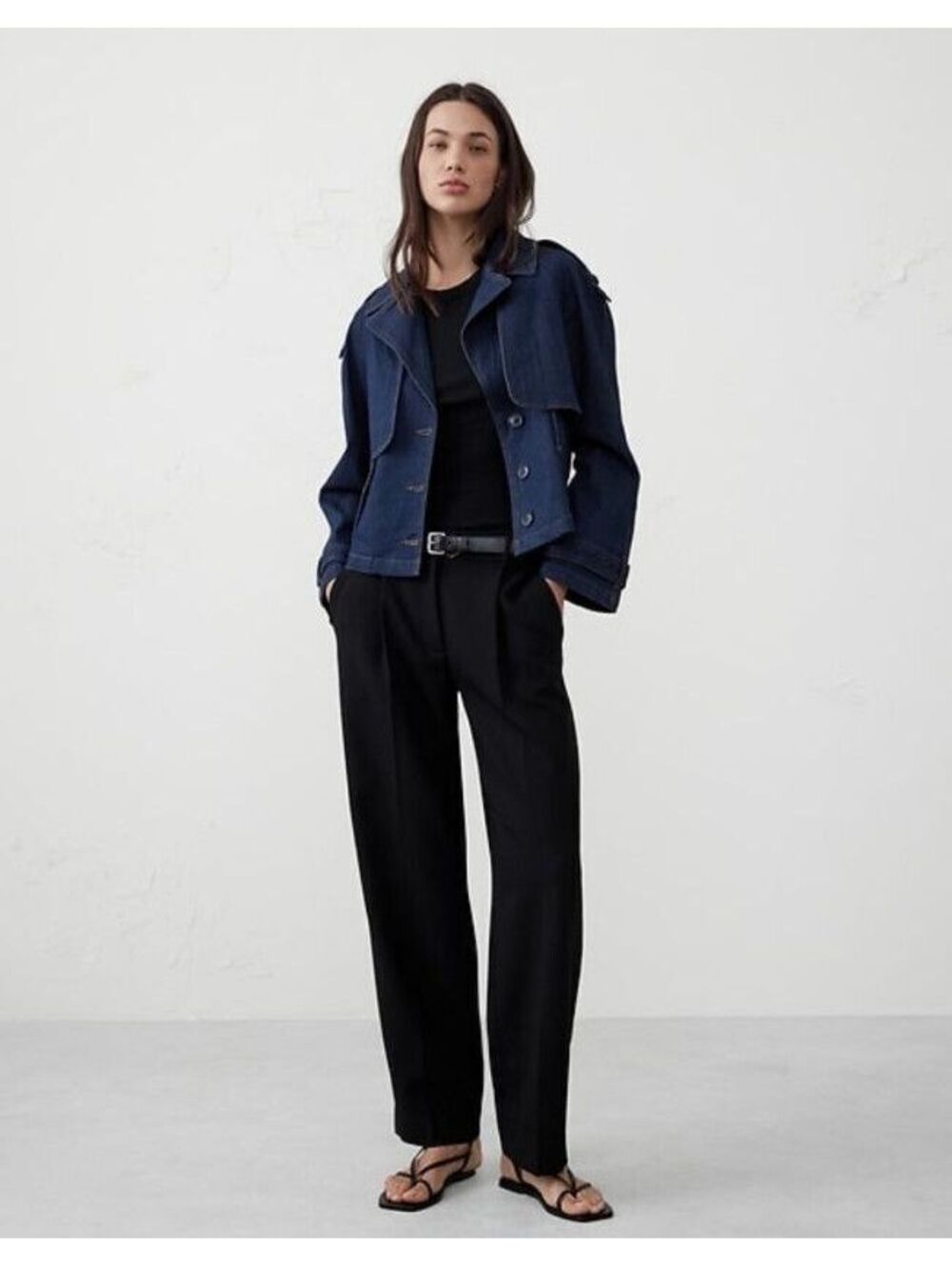 Banana Republic Short Trench Jacket blue denim